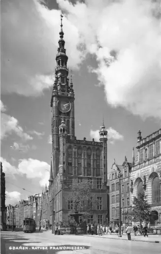 Lot 60 Danzig Echtfoto Rechts - Stadtrathaus Straßenbahn Polen Danzig