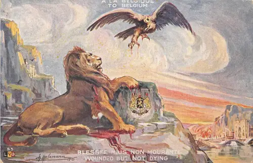 B26956 A la Belgique Blessee mais non mourante propaganda Löwe Belgien