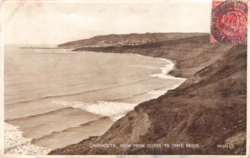 UK37405 Charmouth Blick von den Klippen nach Lyme Regis Echtfoto UK Lot 11 UK TCV