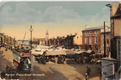 BR81258 Marktplatz Great Yarmouth Doppeldecker Straßenbahn UK