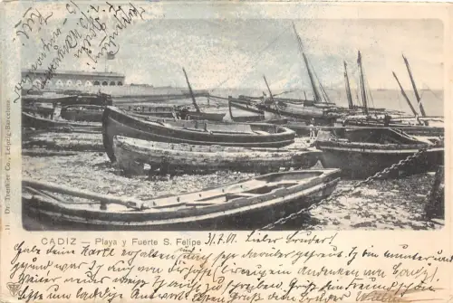 bg18516 Cadiz Playa y fuertes Felipe Spanien