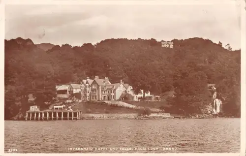 BR81342 Inversnaid Hotel and Falls from Loch Lomond Echtfoto Schottland