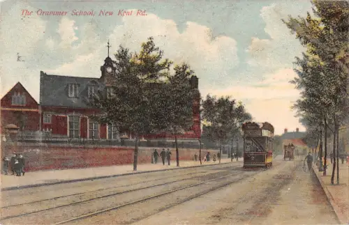 BR81255 The Grammmer School New Kent RD Double Decker Tramway Tram UK