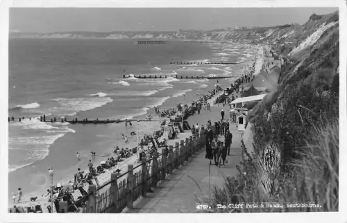 uk37739 cliff path and beach southbourne real photo uk lot 13 uk
