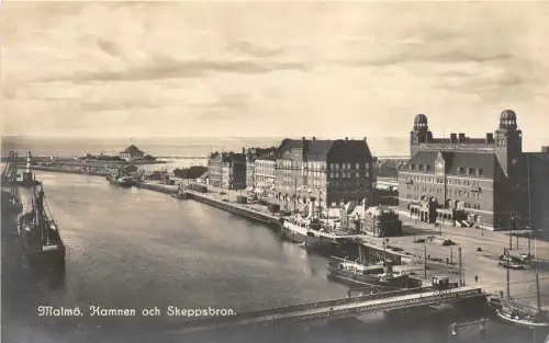Lot 31 Malmö Hamnen Och Sheppsbron Schweden Schiff