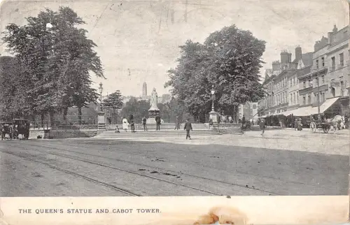 uk38192 Queens Statue and Cabot Tower Echtfoto UK Lot 15 UK