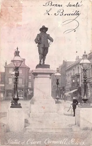 uk38353 statue of oliver cromwell st ives real photo uk lot 16 uk