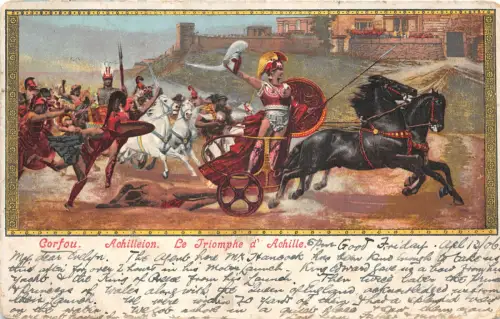 US6132 Korfu Achilleion Der Triumph des Achilles Griechenland Postkarte Gemälde