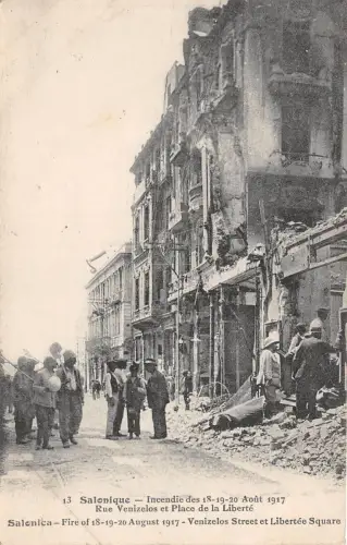 B92345 salonique incendie des 18-19-20 1917 place de la liberte griechenland