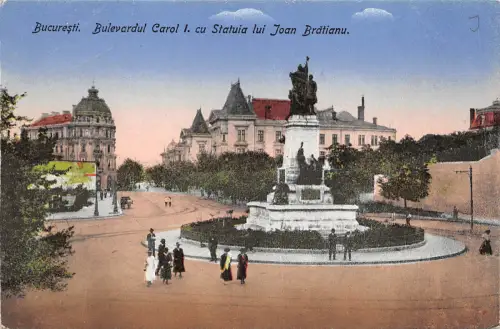 B78064 bucuresti bulevardul carol I cu statuia lui ioan bratianu rumänien