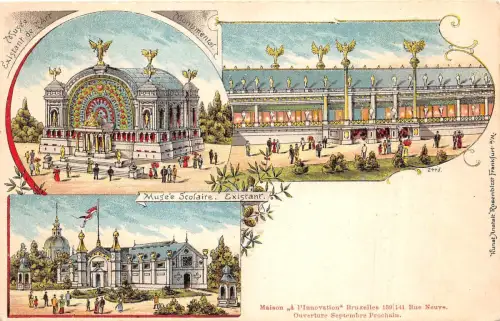 B93948 musee scolaire existant bruxelles belgien litho