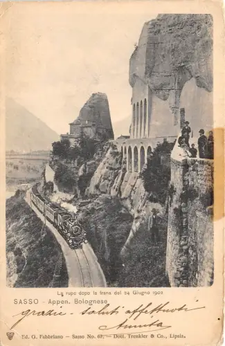 B44143 Sasso Appen Bolognese La rupe dopo la frana del 24 Giugno 1902 tra italy