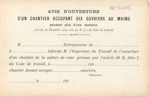 BF6015 Inspecteur du Travail Act Frankreich Frankreich