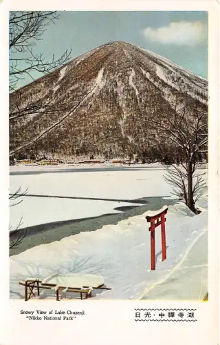 B4729 Japan Japan verschneite Ansicht des Chuzenji-Sees Front/Back Scan