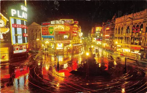B89022 schweppes werbung piccadilly at night london uk 14x9cm