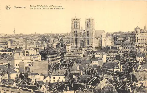 Br35073 Bruxelles Eglise Ste. Gudule et panorama belgien