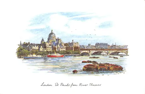 uk5654 st pauls cathedral from river thames boats london uk
