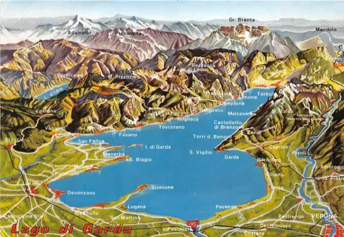 B33969 Lagi di Garda Planimetri Karte Cartes Geographique Italien