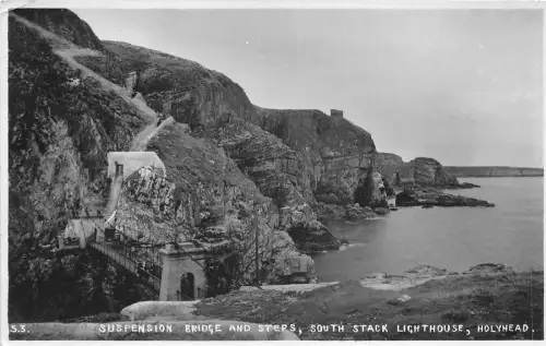 Lot367 UK Echtfoto Hängebrücke und Stufen South Stack Leuchtturm Holyhead
