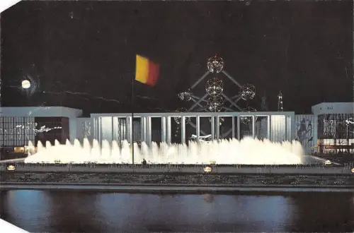 BT3692 Belgische Ausstellung Bruxelles pplace et portique la nuit Belgien