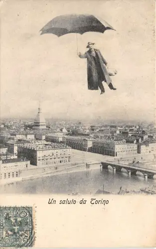 uk42585 un saluto da torino italy fantasy Regenschirm Mann TCV