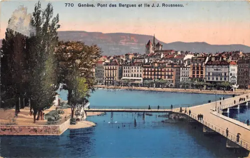 Br33211 Geneve Pont des Bergues et Ile J.J Rousseau Schweiz