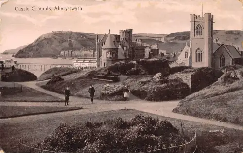 uk33225 castle grounds aberystwyth wales real photo uk