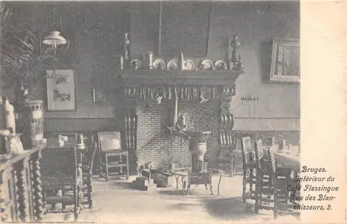 B92279 Bruges Interieur du Cafe Flessingue Rue des Blanchisseurs Belgien
