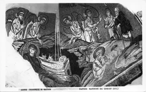 BF2421 Daphny Nativite Du Christ Gemälde Postkarte Echtfoto Griechenland