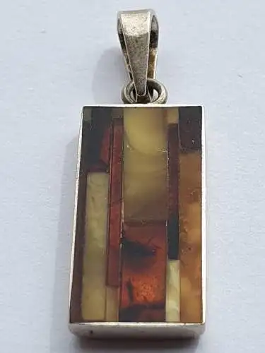 Art Deco Anhänger aus Sterlingsilber mit Bernstein