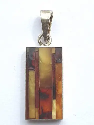 Art Deco Anhänger aus Sterlingsilber mit Bernstein