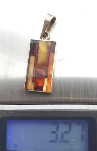 Art Deco Anhänger aus Sterlingsilber mit Bernstein