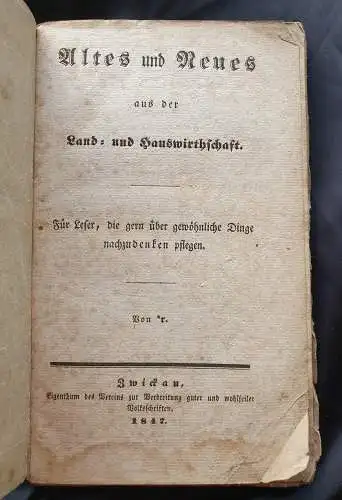 Verein zur Verbreitung guter und wohlfeiler Volksschriften: Altes und  Neues aus der Land- und Hauswirtschaft
Für Leser die gerne über gewöhnliche Dinge nachzudenken pflegen
Verein zur Verbreitung guter und wohlfeiler Volksschriften. 