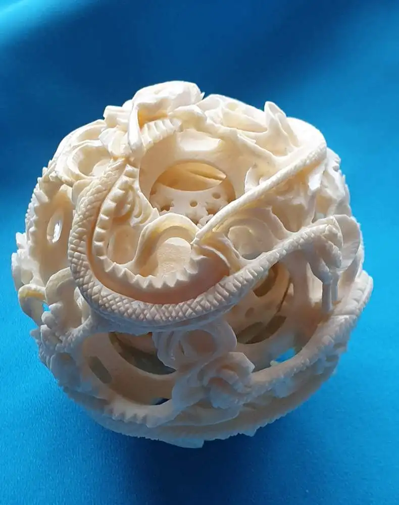 Antike chinesische - Wunderkugel - Sphärenkugel um ca. 1900 aus Elfenbein handgeschnitzt 2