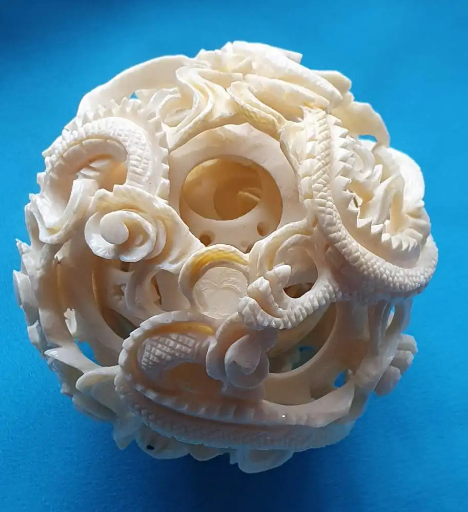 Antike chinesische - Wunderkugel - Sphärenkugel um ca. 1900 aus Elfenbein handgeschnitzt 3