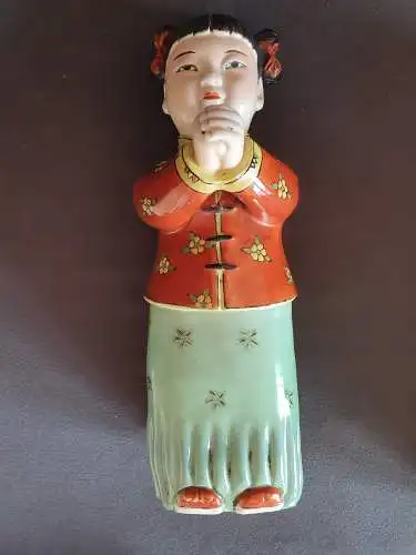 Antike chinesische Porzellan / Keramik Statuen - Glückbringer Pärchen - Jade Girl und Golden Boy