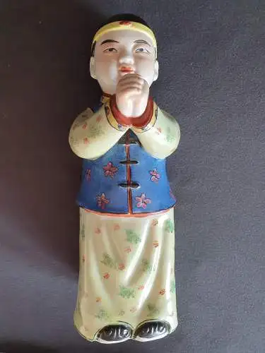 Antike chinesische Porzellan / Keramik Statuen - Glückbringer Pärchen - Jade Girl und Golden Boy