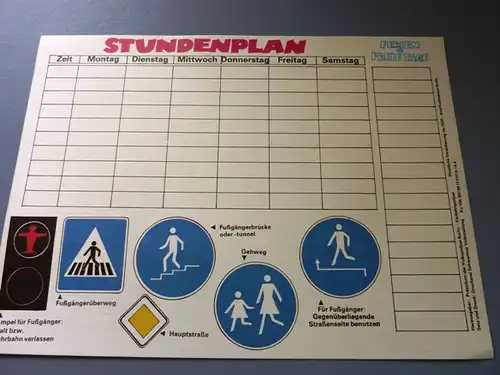 3 Stundenpläne A4:  Verkehrserziehung, Originale aus DDR-Produktion, 80er Jahre