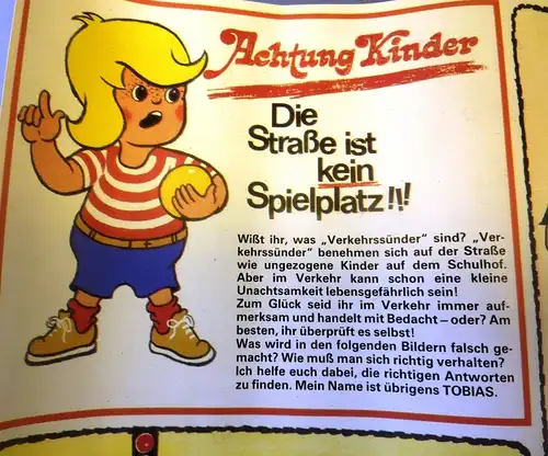 Plakat: DDR-Plakat für Kinder zur Verkehrserziehung, Original aus DDR-Produktion, 1989