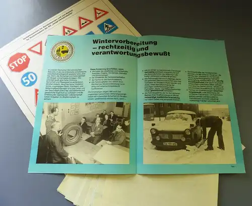 Automobilia: DDR-Tafelwerk, Probleme des Winterfahrverkehrs, Original aus DDR-Produktion, 70er, 80er Jahre