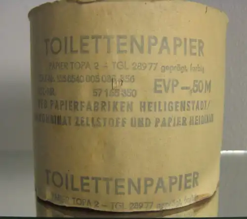 Hygiene: DDR-Toilettenpapier, farbig, OVP, VEB Papierfabriken Heiligenstadt, Original aus DDR-Produktion, bis 1989