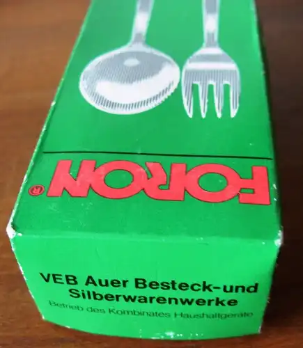DDR-Besteck: 6 Mokka-Löffel, Edelstahl,  VEB Auer Besteck- und Silberwarenwerke/ Foron, Original aus DDR-Produktion, 80er Jahre