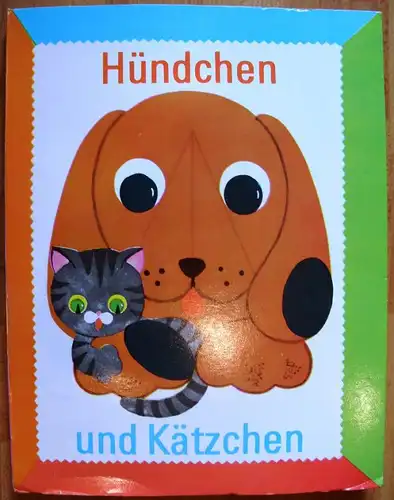 Bücher: DDR-Kinderbuch Hündchen und Kätzchen - mit  integrierten Faltfiguren,  Verlag Malysch Moskau und  Verlag Junge Welt, Berlin, Original aus DDR-Produktion, 1989