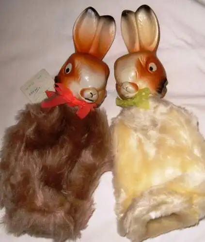 Ostern: seltener Osterhase zum Befüllen, Kunststoffkopf und Körper aus Webpelz, Original aus DDR-Produktion, 70er/ 80er Jahre