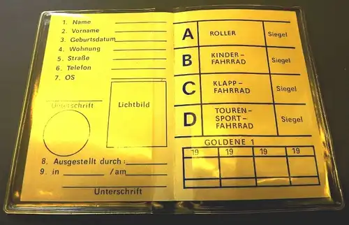 Führerschein für Kinder - Verkehrserziehung, Original aus DDR-Produktion, in Klarsichthülle, 80er Jahre