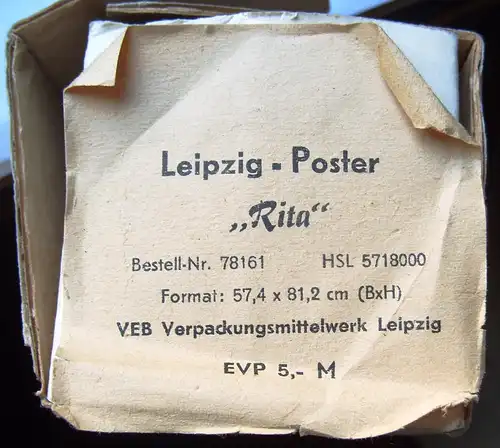 Poster "Rita" - nach einem Foto von Günter Gueffroy, DDR, Original-Leipzig-Poster, 80er Jahre