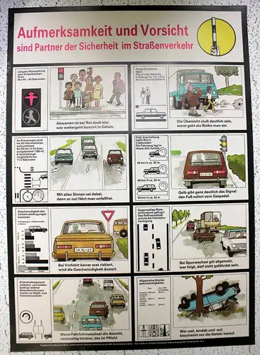 DDR-Plakat - Verkehrserziehung "Aufmerksamkeit und Vorsicht", 1986