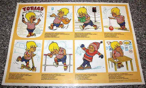 Original-Plakat Verkehrserziehung - zum Mitsingen aus der Serie Tobias, 1987, DDR