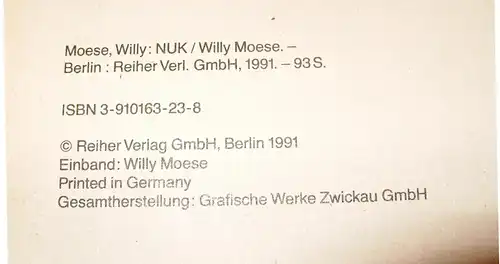 Moese, Willy: NUK, Malen nach Zahlen. 