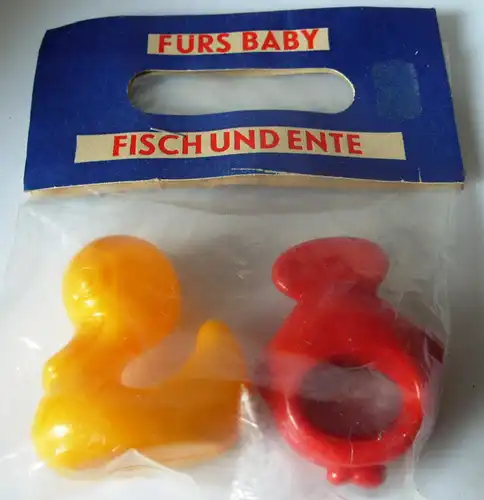 Kleinkindspielzeug - Rasseln Fisch und Ente - Original aus DDR-Produktion, 80er Jahre